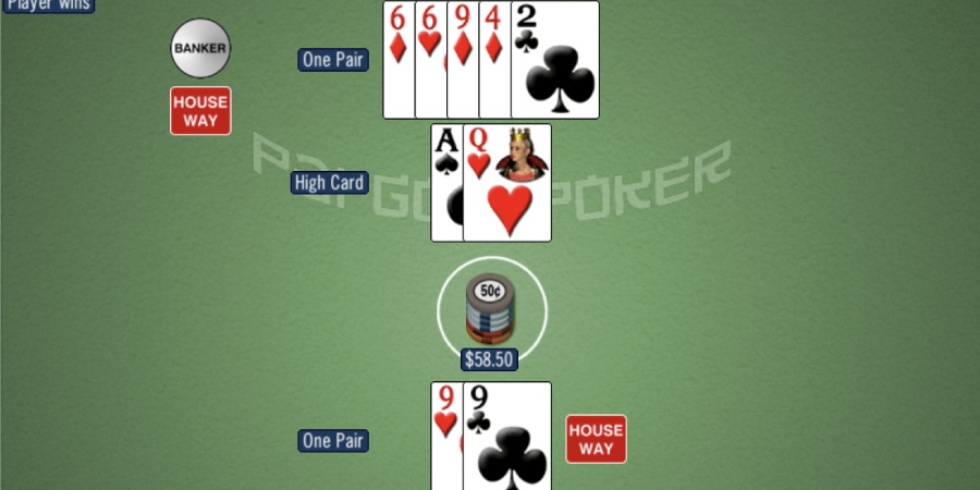capture d'écran d'une partie de pai gow poker en ligne