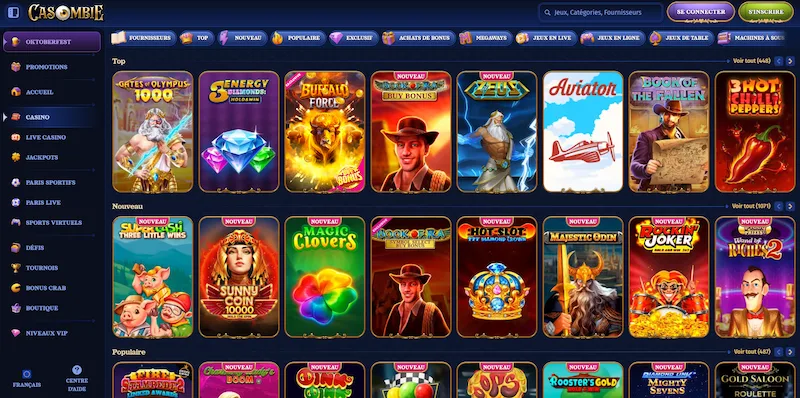 Capture d'écran des jeux sur Casombie