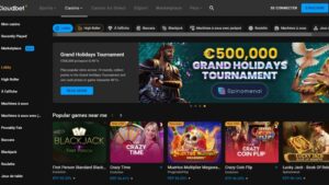 screenshot page d'accueil cloudbet casino
