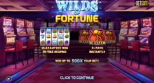Ecran d'accueil de wilds of fortune