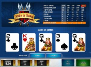 Interface du jeu Jacks or Better