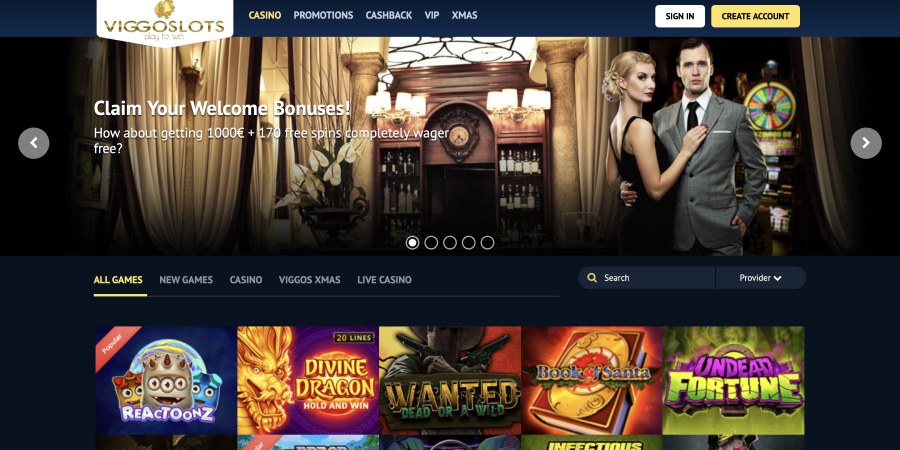 capture d'écran page daccueil viggoslots 1080p