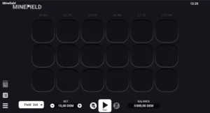 Interface du mini jeu minefield