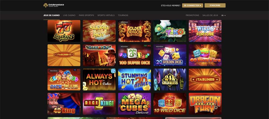 capture d'écran machines à sous de golden palace casino