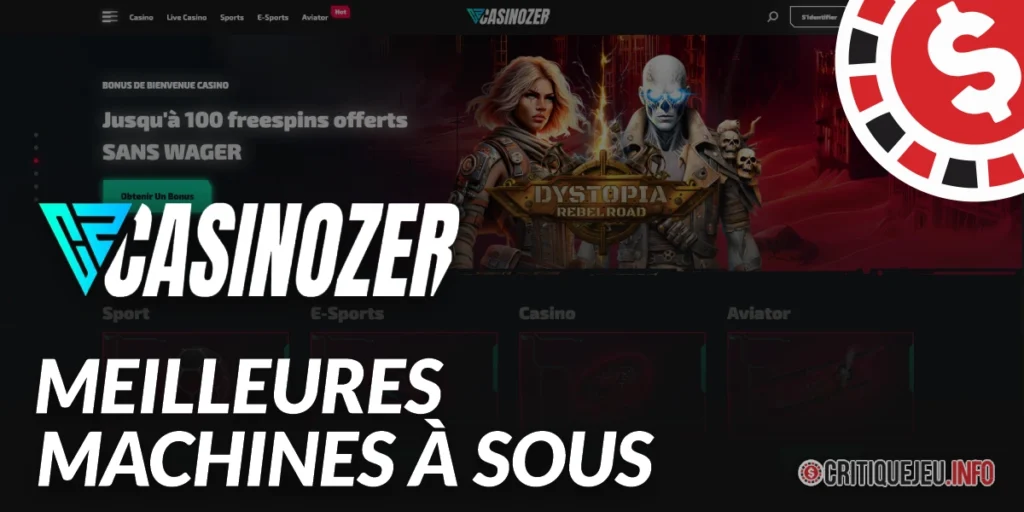 Bannière présentant une sélection des machines à sous les plus populaires sur le casino Casinozer