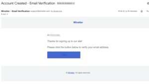 capture d'&eacute;cran email verification winstler casino