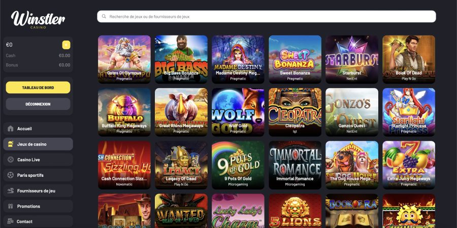 capture d'écran jeux de casino winstler