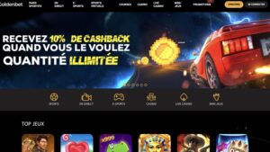 capture d'&eacute;cran page daccueil goldenbet casino