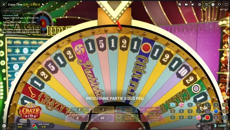 capture decran roue crazy time