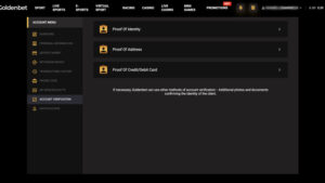 capture d'&eacute;cran validation compte goldenbet casino