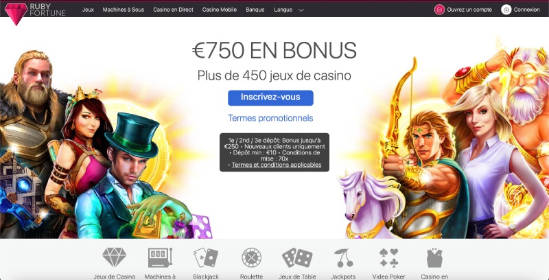 capture d'écran ruby fortune casino