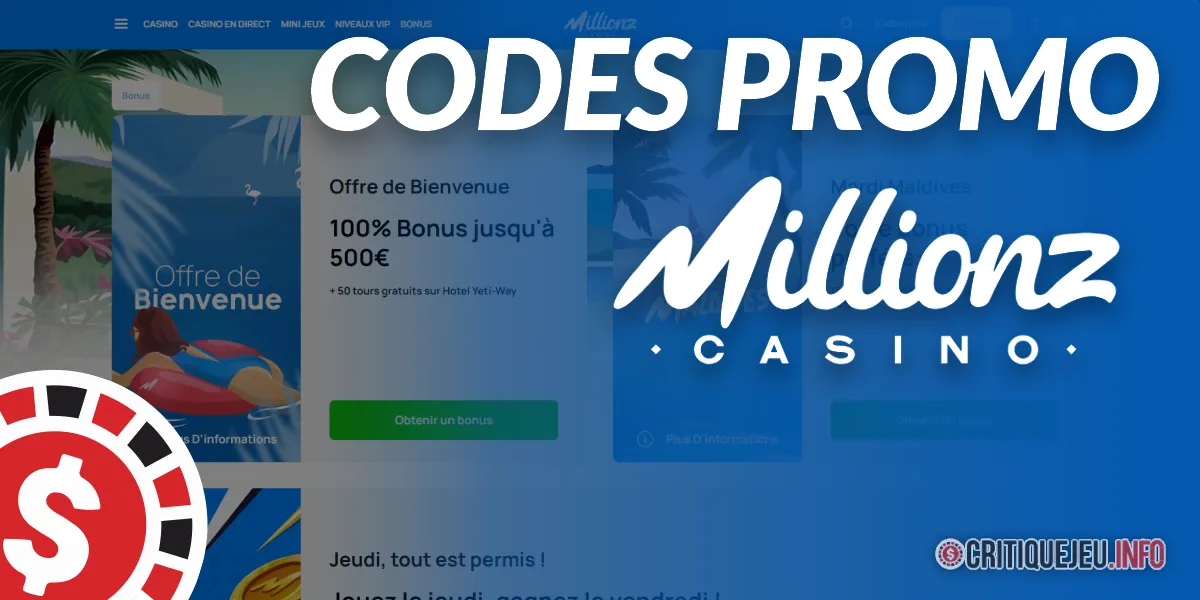 Code Promo Millionz Casino et Bonus actifs en 2026