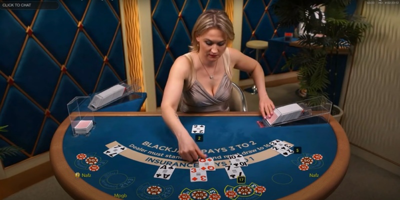 Capture d'&eacute;cran Blackjack etape 1 distribution des cartes
