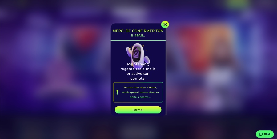 Space Fortuna Casino Confirmation Mail