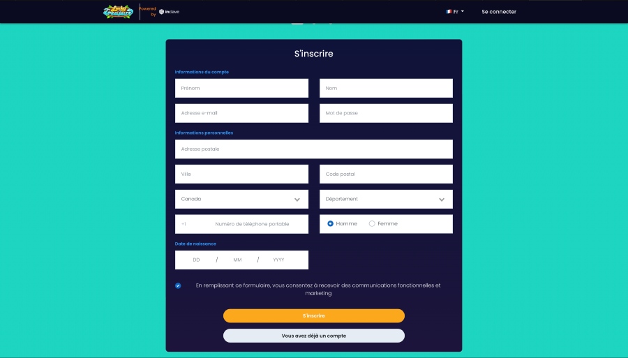 Inscription Lucky Treasure Casino