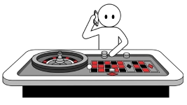 illustration d'un joueur téléphonant pendant une partie de roulette
