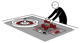 illustration d'un joueur tentant de voler des jetons à la roulette