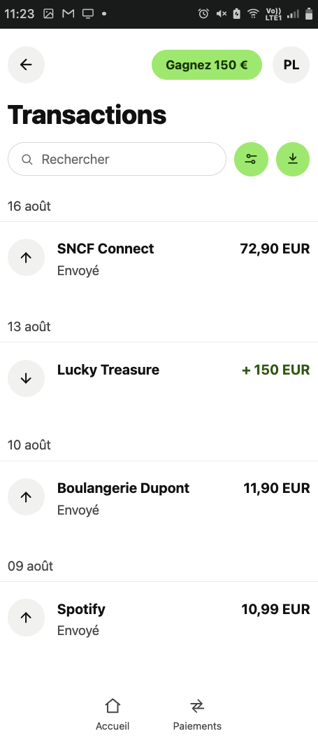 preuve de retrait lucky treasure