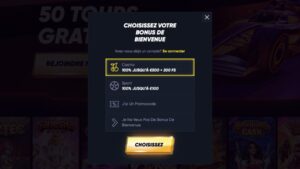 capture d'&eacute;cran choix bonus de bienvenue quickwin casino