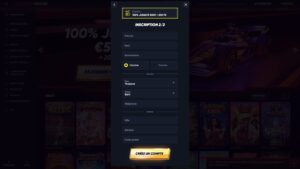 capture d'&eacute;cran formulaire inscription quickwin casino