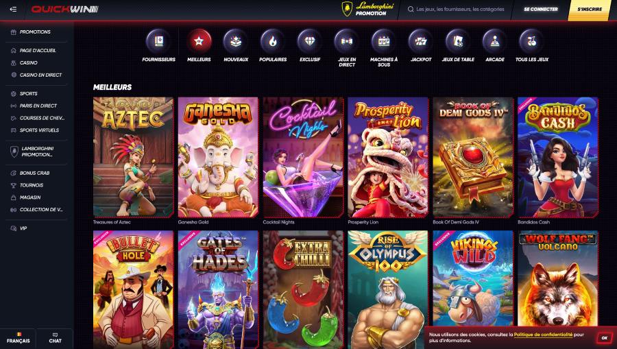 capture d'écran jeux de casino quickwin casino