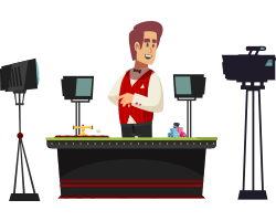 illustration casino avec croupier en direct