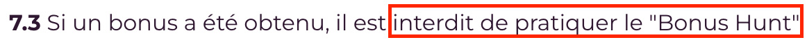 bonus hunt interdit