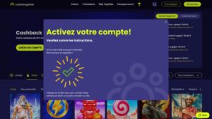 capture d'&eacute;cran activation du compte casino together