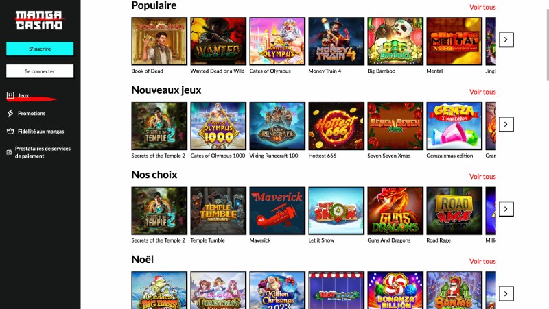 capture d'écran jeux de casino manga casino