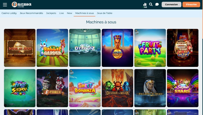 capture d'&eacute;cran machine a sous alexander casino