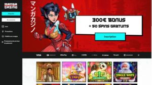 capture d'&eacute;cran page d'accueil manga casino