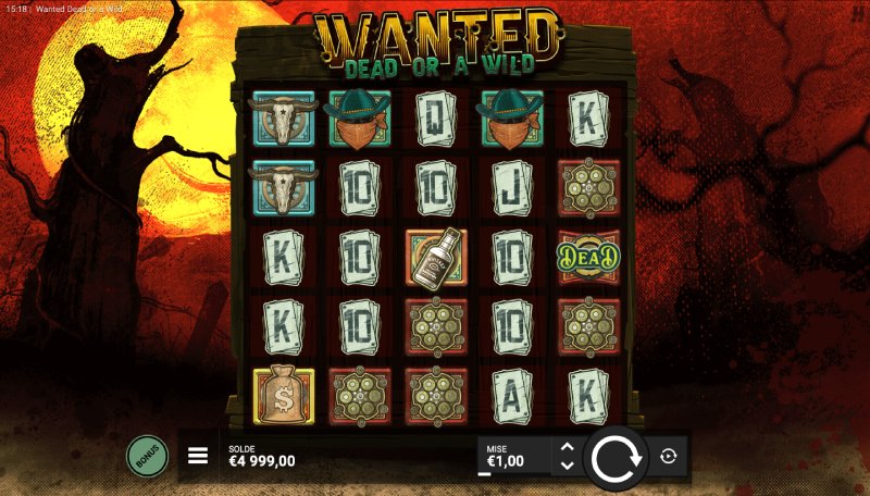 capture d'écran slot wanted dead or a wild