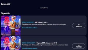 capture d'&eacute;cran bonus de bienvenue lucky8 casino