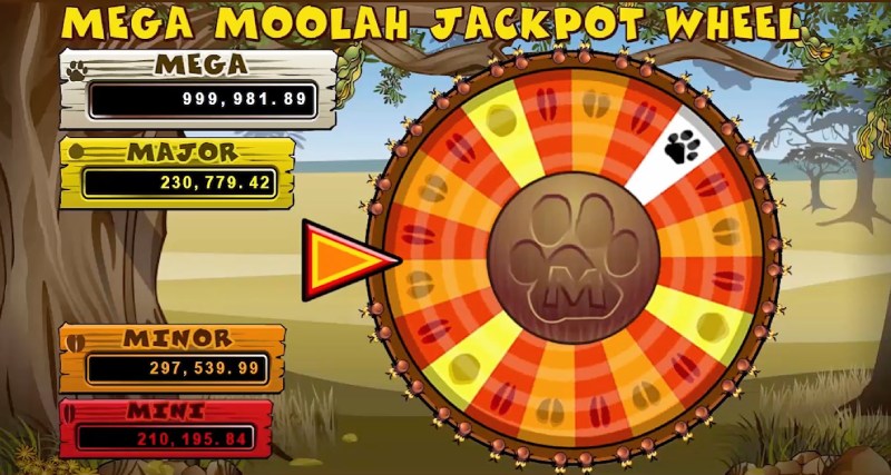 capture d'écran mega moolah jackpot wheel