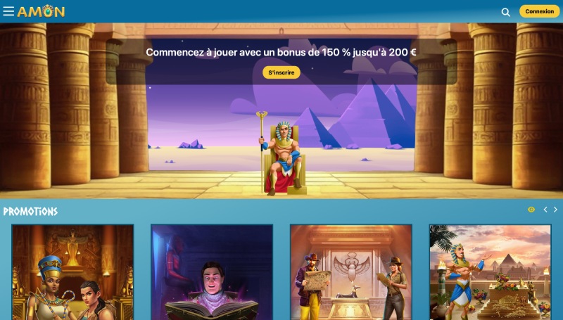 capture d'écran page d'accueil amon casino