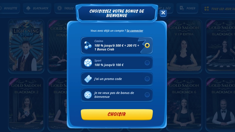 Inscription sur Sg Casino