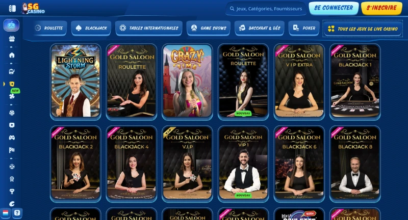 le live casino sur sg casino