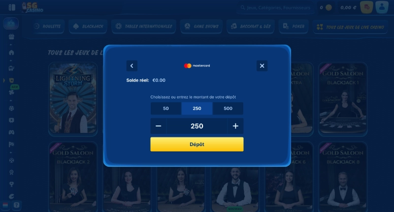 méthodes de dépôt sur sg casino