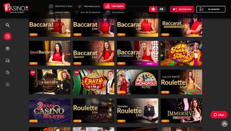 capture d'écran live casino pasino casino