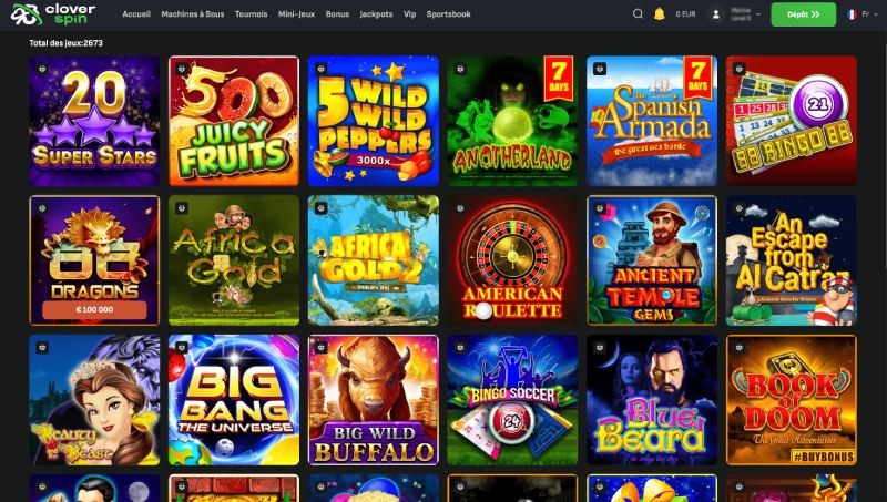 capture d'écran machines a sous cloverspin casino