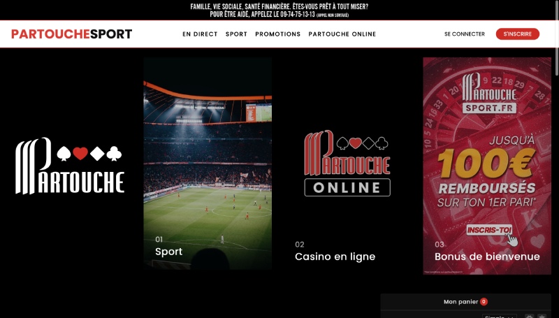 capture d'écran page d'accueil partouche sport