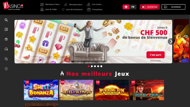 capture d'écran page d'accueil pasino casino