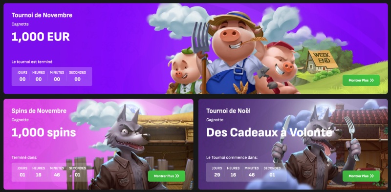 capture d'écran tournois cloverspin casino
