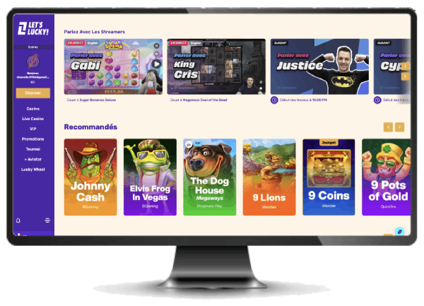 Lets Lucky Casino Interface