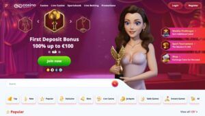 capture d'&eacute;cran casino infinity page d'accueil