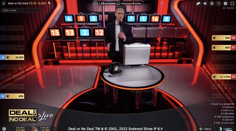 capture d'écran deal or no deal live