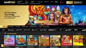 capture d'&eacute;cran page d'accueil gamrfirst casino
