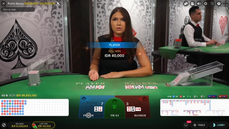 capture d'&eacute;cran punto banco evolution gaming