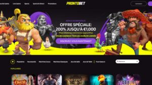 capture d'&eacute;cran page d'accueil prontobet casino
