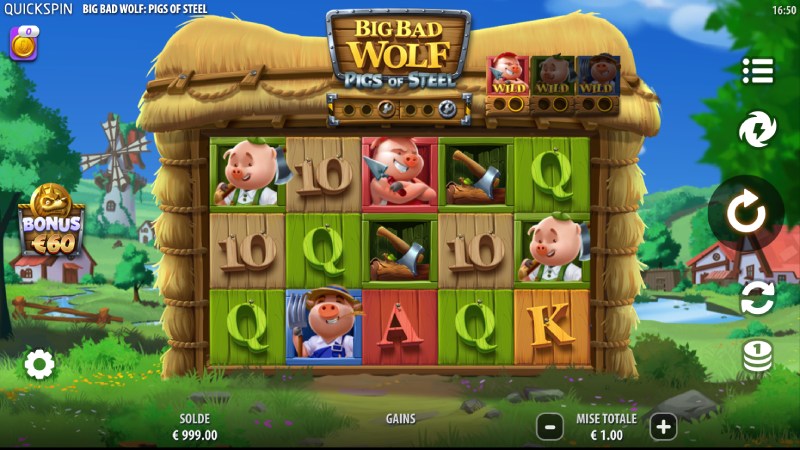 capture d'&eacute;cran big bad wolf pigs of steel slot interface